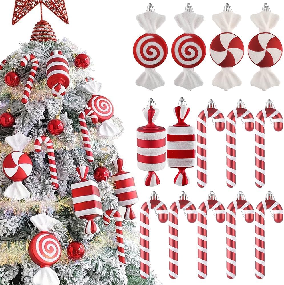 Amazon.com: Candy Christmas Tree Hanging Ornament Kit, 14Pcs